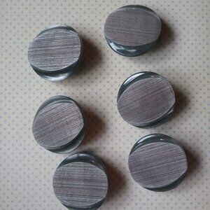 Vintage Grey Shank Buttons Matching Set of 6 - Large Coat Buttons - Mottled